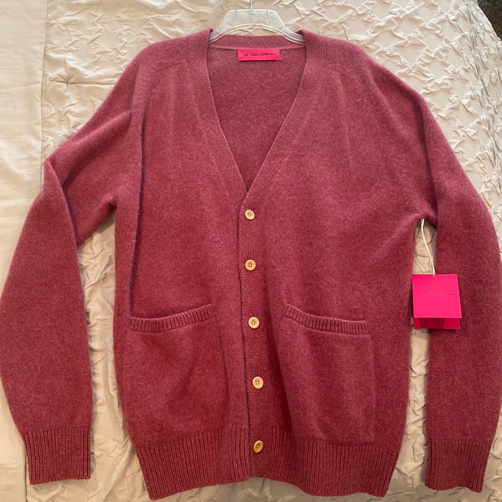 Raspberry cardigan from The Elder Statesman